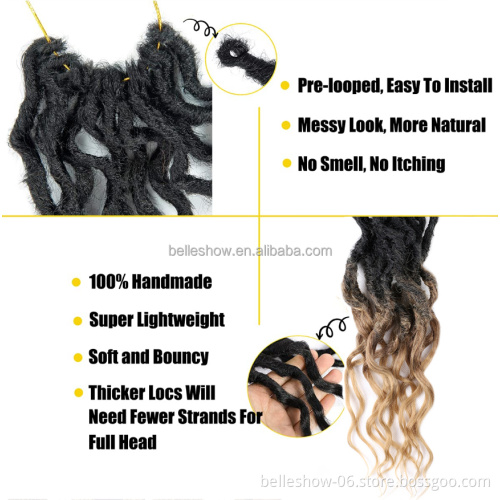 16inch 24inch Goddess Locs Crochet Hair Wavy Faux Locs with Curly Ends River Synthetic Braiding Hair Extension Queen Locs